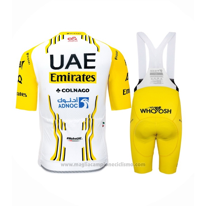 2024 Abbigliamento Ciclismo UAE Giallo Bianco Manica Corta e Salopette
